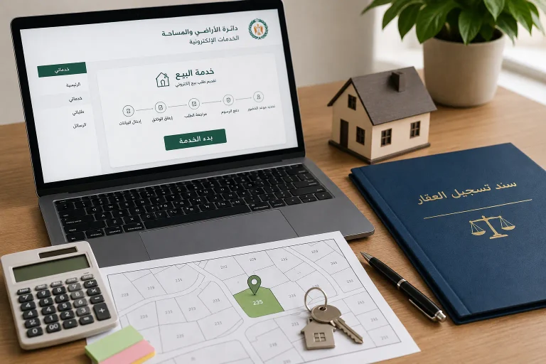 بيع ونقل ملكية العقار إلكترونيًا في عمّان 2026: طريقة تقديم الطلب والرسوم وموعد الحضور للأراضي