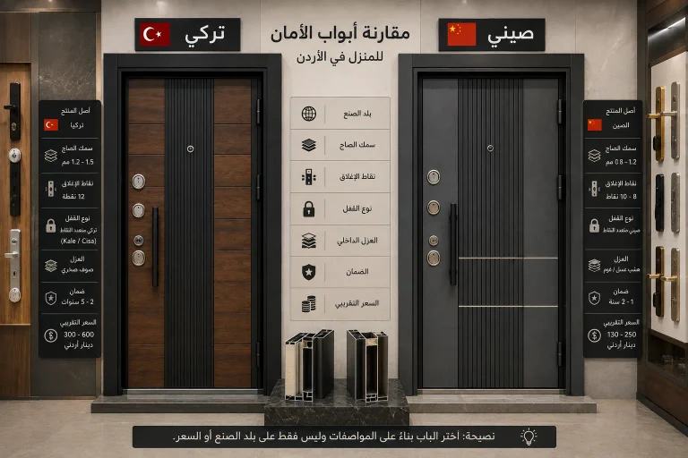 أبواب الأمان التركية أم الصينية في الأردن 2026؟ الفرق الحقيقي قبل أن تشتري